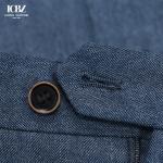Grey Stretch Cotton Twill Work Trousers for Men's Business Formal Wear Slim Fit