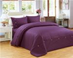 Sateen Stripe Duvet Cover Polyester Cotton Bedding Set 4pcs Solid Color