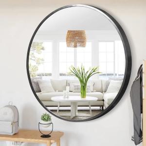 China CE RoHS Certified Modern Minimalist Black Framed Wall Mounted Illuminated Makeup Mirror factory