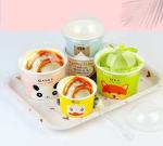 Biodegradable 280ml Ice Cream Paper Cup With Plastic Lids Logo Printing