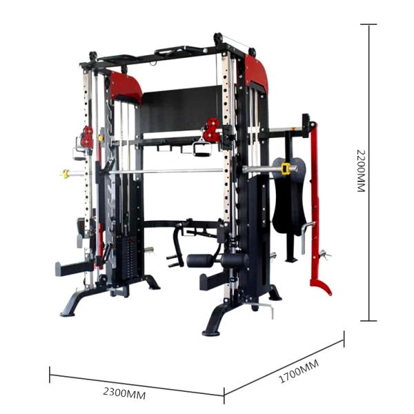 Commercial Multi-Functional Smith Machine Cable Crossover Trainer Gantry for Body Building Arm Workout & Chest Training