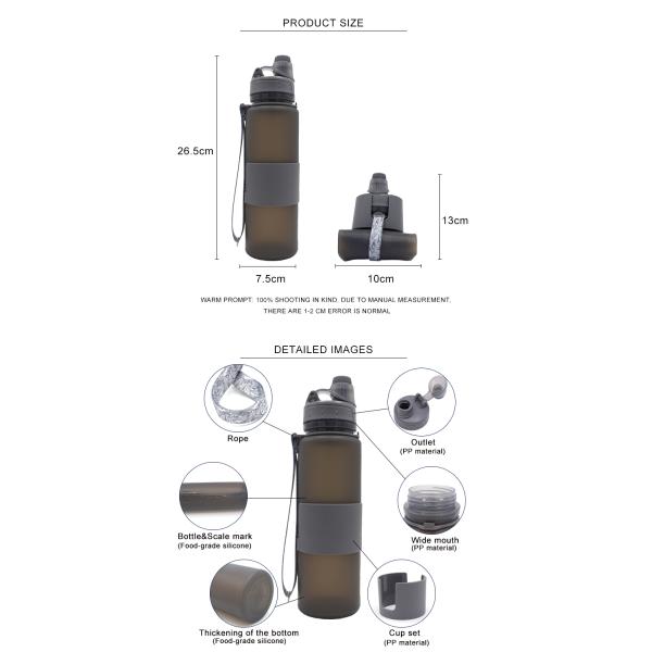 650ML Odorless Leak Proof Silicone Folding Bottle