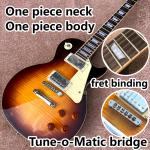 One piece of body & neck LP electric guitar Yellow tiger top adjusting the