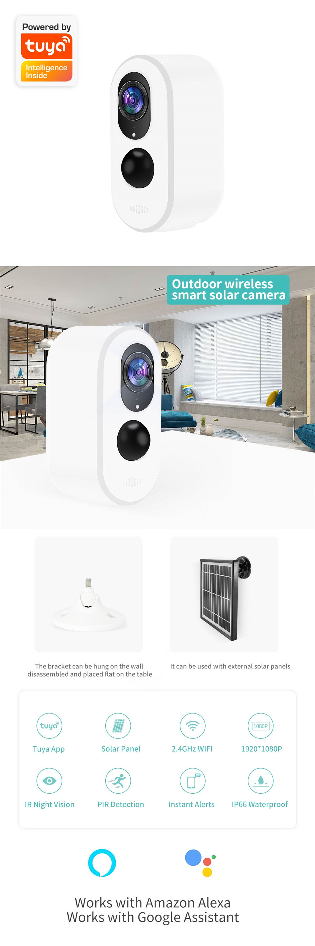 SDW-2 Wi-Fi Waterproof Battery Solar Outdoor Multiple Detection Home Security Moniroring System Wireless Camera