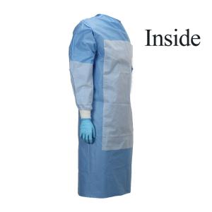 China Custom Breathable Antibacterial Isolation Gown SMS PP PE with Knitted Cuff factory