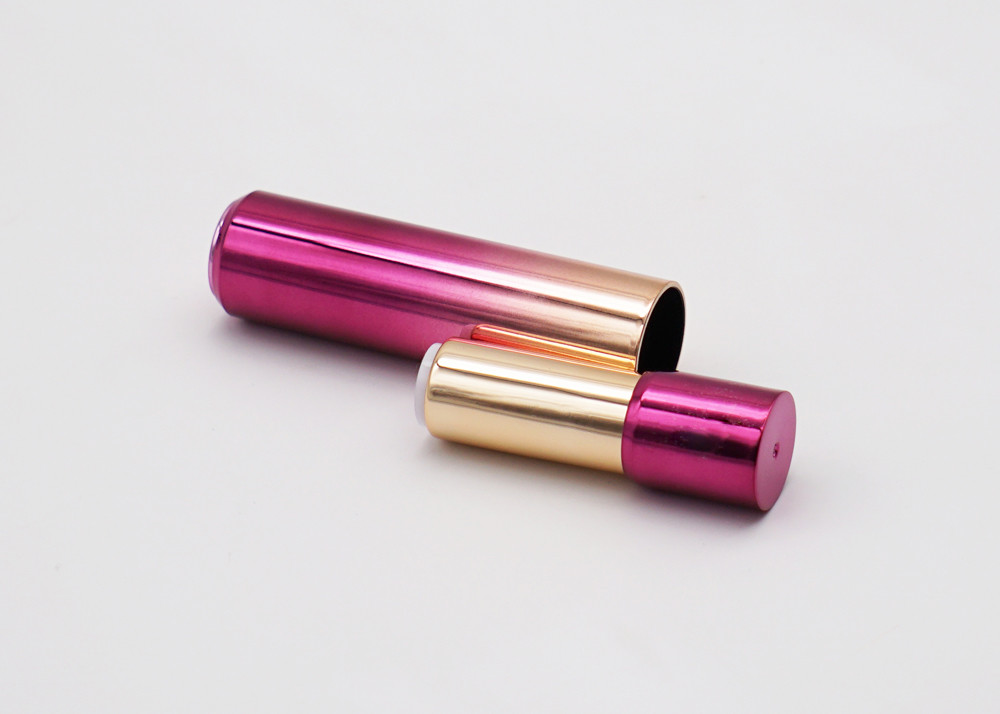 Gradient Rose Red Plastic Snap On 3.5g Refillable Lip Balm Tube