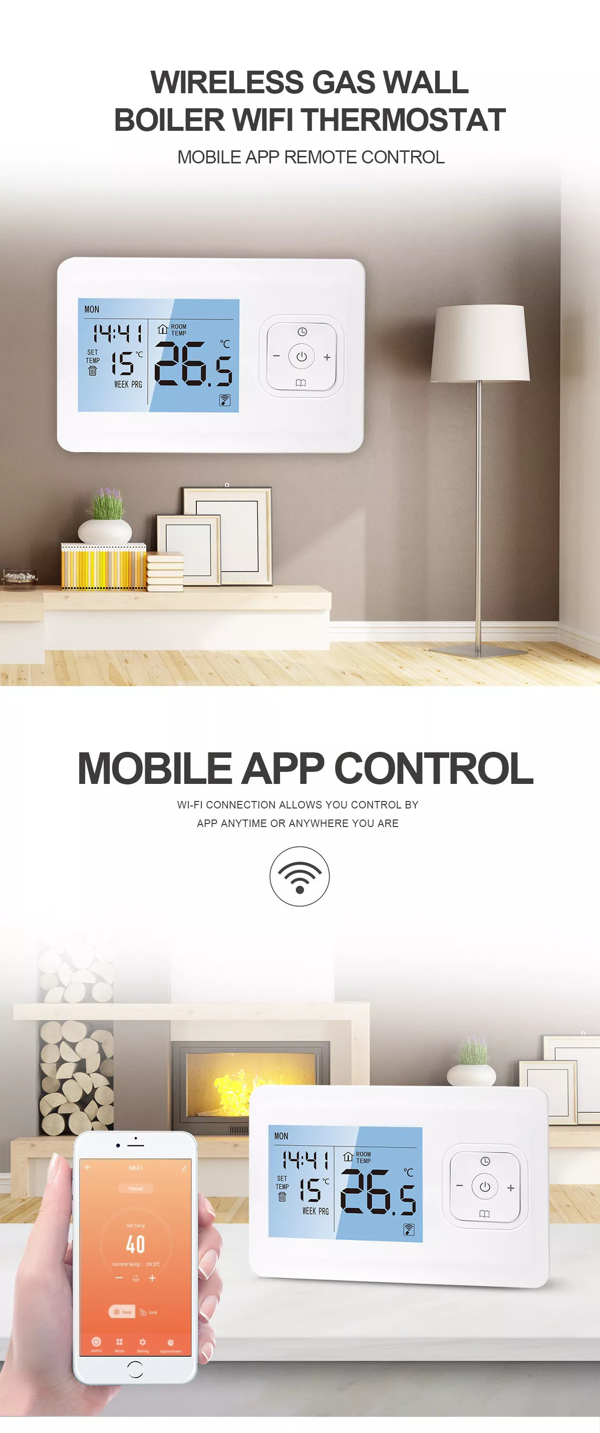 Tuya WiFi Smart Thermostat App Remote Control For Water Floor Heating / Gas Furnace