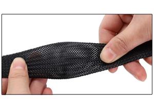 China 15mm Heat Resistant Wire Sleeve , Expandable Braided Sleeving Black For Cable Management factory