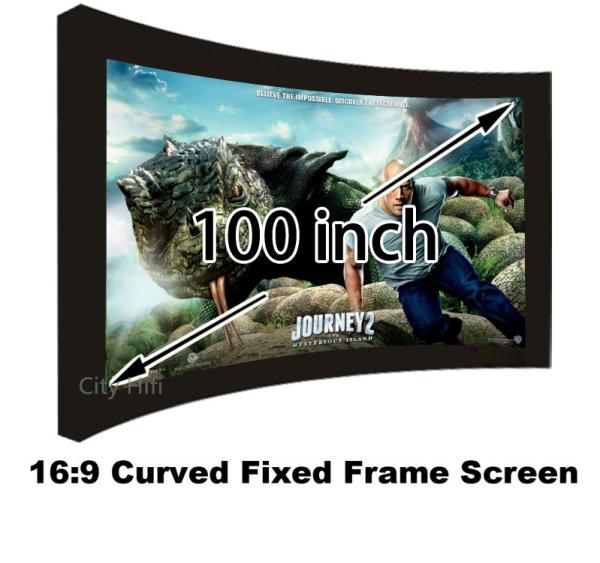 Top Quality HD Projection Screen 100 Inch Curved Fixed Frame 3D Projector