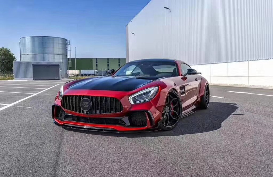 For Mercedes AMG GT Body Kit AMG GT Upgraded PD-style Front Bumper Diffuser Spoiler Body Kit