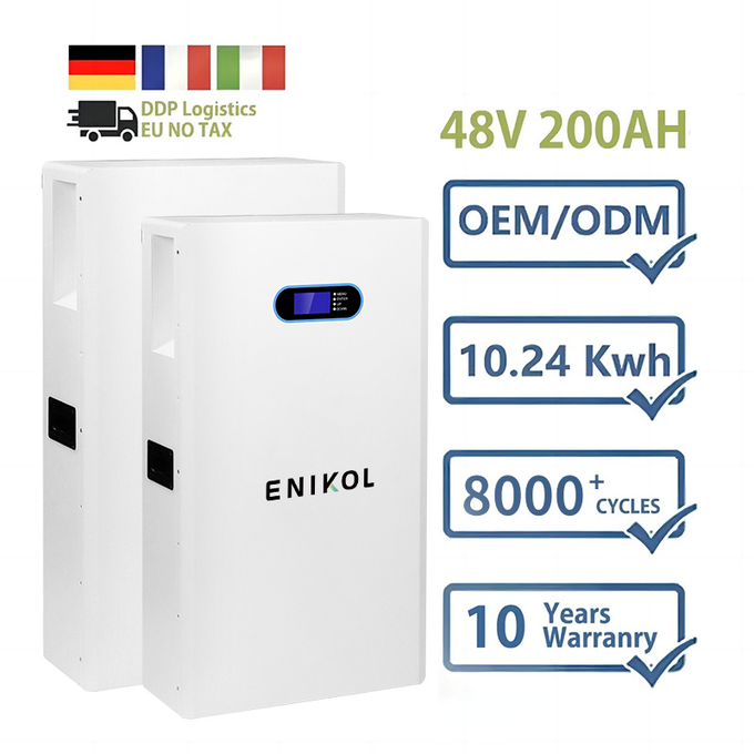 51.2v Lithium Lifepo4 Battery 200ah 48V Solar Wall Battery for Household Energy Storage