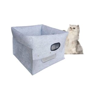 Mechanical Wash EN71 Felt Cat Bag With Side Zipper Flap