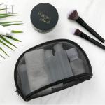 See Through Half Moon Shape Mesh Cosmetic Makeup Bag