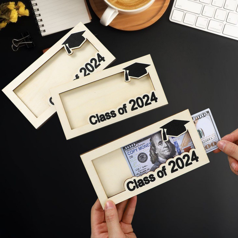 Graduation Money Holder Wooden School Graduation Card Box Cash Holder Money Wallet for Graduation DIY Birthday Present