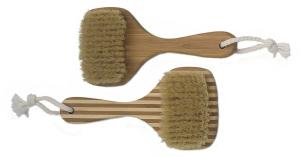 China Square Shape Head Bamboo Bristle Bath Body Brush with Short Handle factory