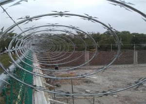 China Cbt -60 Concertina Razor Barbed Tape Wire On Chain Link Fence Razor Fence factory