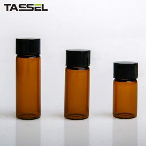 China Amber Cosmetic Sample Bottles Glass Makeup Sample Containers Black Cap factory