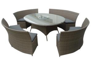 China Contemporary PE Rattan Dining Outdoor Table Chairs factory
