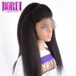 Brazilian Kinky Straight Human Hair , Straight Lace Frontal Single Knots 100%
