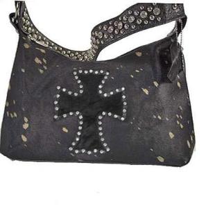 China western cross rhinestone cowhide shoulder bag with crystal strap factory