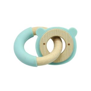 China Unique Design Silicone Beech Wooden Rings For Baby Teethers factory
