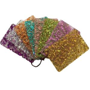 China Transparent Chunky Glitter Acrylic Sheets Plexiglass Plastic Sheet Two Sides factory