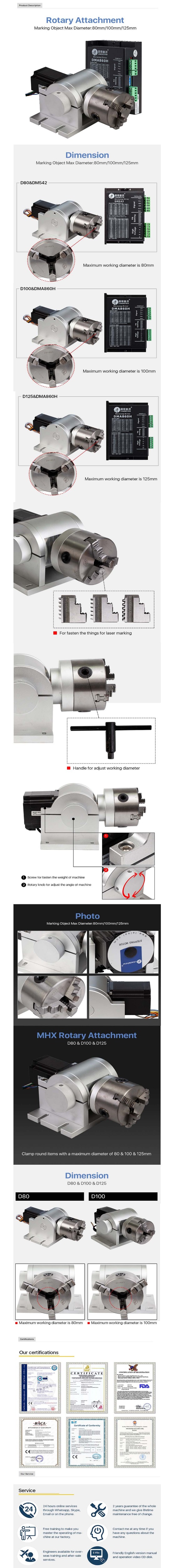 Sheet Metals Cutting Function Rotary Device Fiber Laser Marking Machine Accessories for Jewelry Engraving