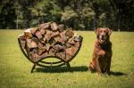 8' Black Steel Fence Crescent Firewood Rack 98” Width Attractive Curved Design