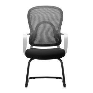 Ergonomic Back Black Coating Metal Base Fixed Armrest Office Visitor Armchair