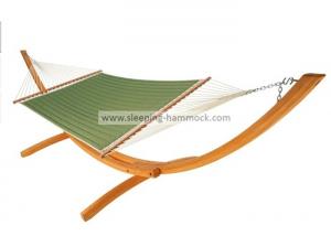 China Light Green Backyard Olefin Hammock With Stand , Quilted Weave Hammock 450lbs Capacity factory