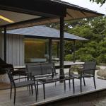 Modern and Stylish AJUNION 4 Piece Steel Garden Furniture Sofa Set with Coffee