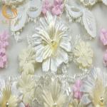 3D Flowers Bridal Lace Fabrics Soluble 1 Yard Embroidery Multicolor