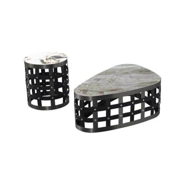 China Gridline Marble Ceramic Coffee Table 400mm Height Contemporary Luxury factory