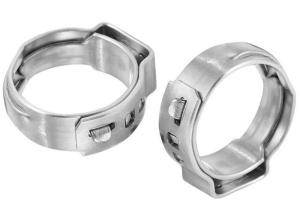 China Plumbing System Tumbled SUS304 Single Ear Stepless Hose Clamps factory