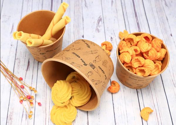 Takeaway Kraft Paper Soup Containers For Snack Bar Environmental Friendly