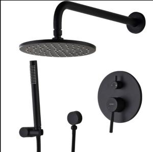 China Nordic Black Concealed Shower Hot Cold Full Copper Shower Set factory