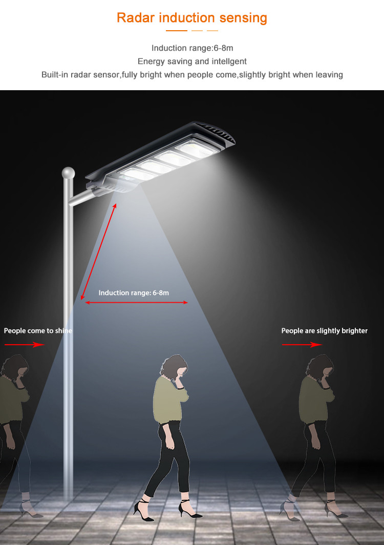 170lm/w Solar Powered LED Street Lights 60watt 90watt 200watt Outdoor Parking Lot With Inbuilt Lithium Ion Battery