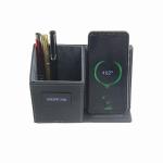 Reusable Wireless Phone Charger Pen Holder , Multiscene Leather Pencil Cup