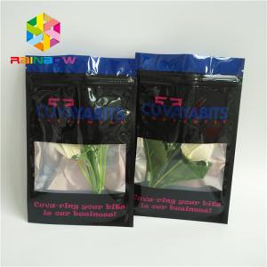 China Clear Front One Sided Foil Three Side Seal Black Mylar Bags With Window factory