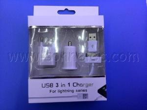 China 3 in 1 charge for Android, car charge+USB cable+adapter for Samsung factory