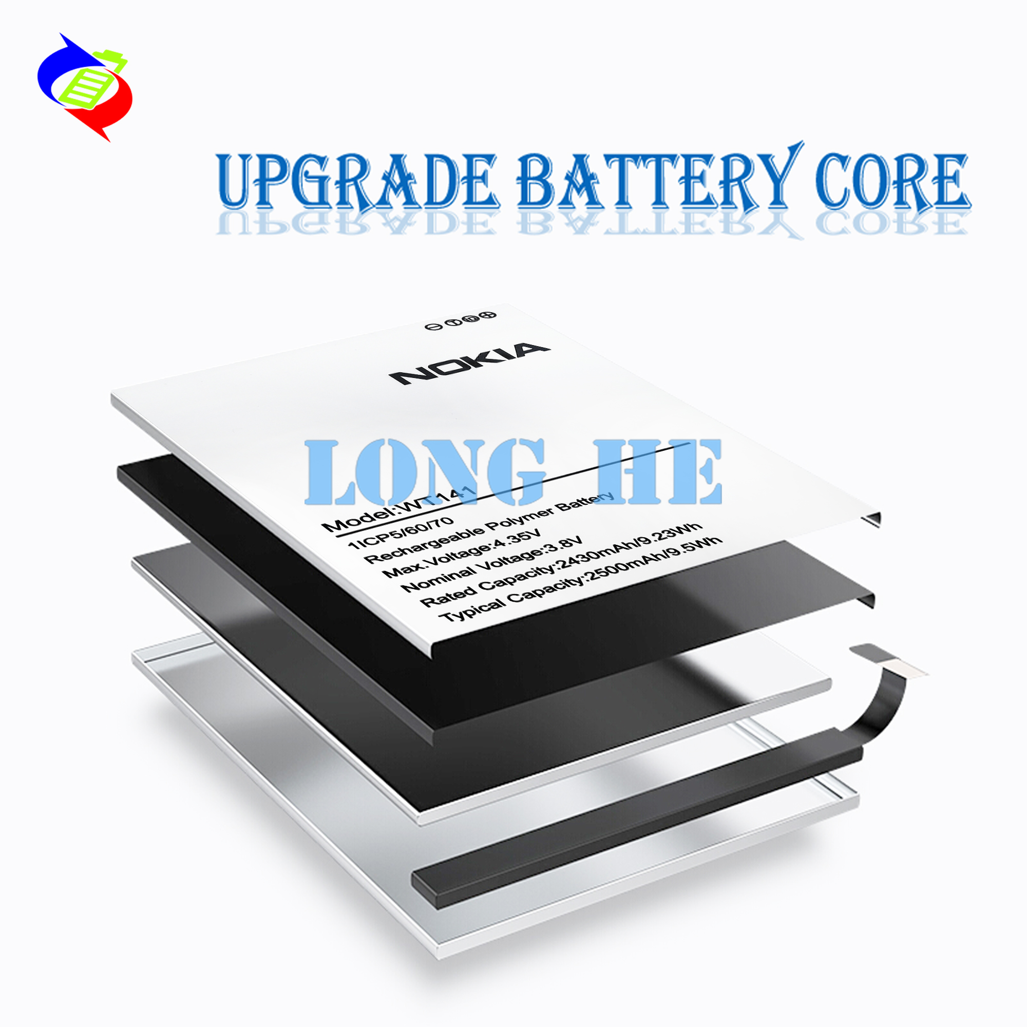 Mobile Version Name WT141 Phone Batteries for Nokia C1 2nd Edition 2500mAh Replacement