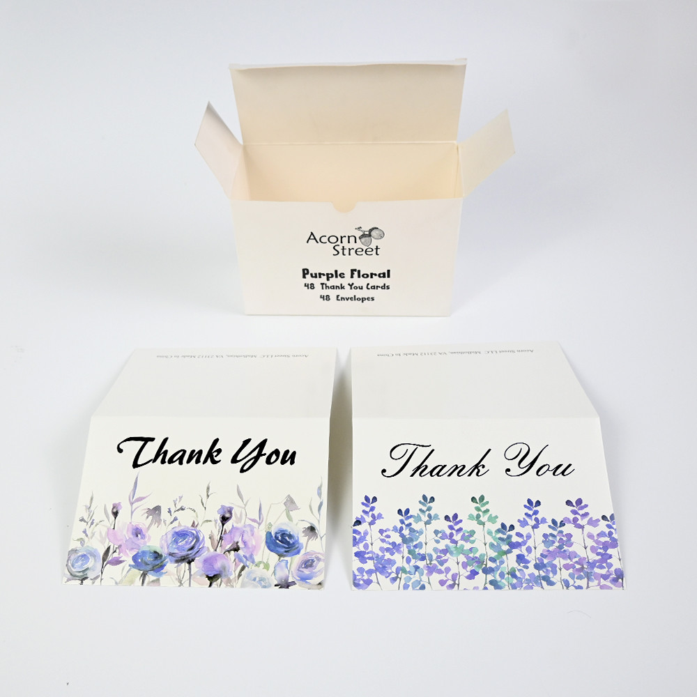 Custom 6 Design of Assorted Flower Printed Paper Greeting Card with Envelopes