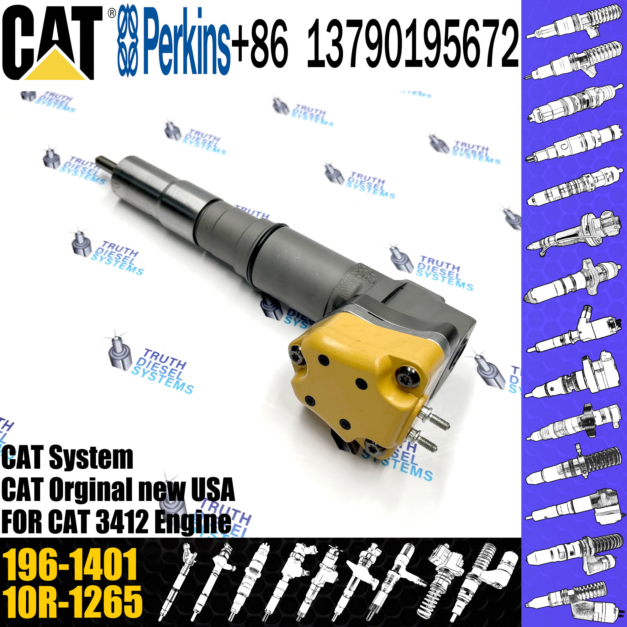 Fuel Injector Assembly 171-9704 196-1401 222-5966 173-9268 198-7912 232-1168 for C-A-T 3412 3412E engines