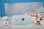 Blue PU Leather Modern Wood Furniture Handmade Jewelry Box For Travel / Home