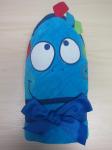 100% cotton velour terry fabric 3D embroidered boy & girl baby hooded towel