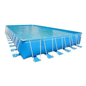 China EN71 Portable Water Pool 0.9mm PVC Inflatable Rectangular Metal Frame Swimming Pool factory