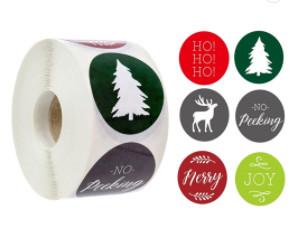 China Christmas 2 Inch Round Sticky Labels On A Roll 1000pcs CMYK Color factory