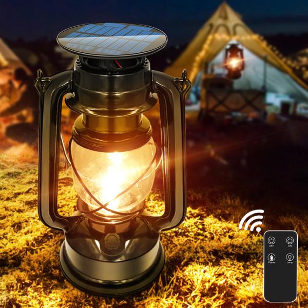 China Solar Hanging Lantern Outdoor battery charge Waterproof LED Flameless Vintage Lights USB Charging Solar Lamp for Garden Yard factory