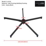 Modern Black Office Chair Base Replacement 5 Casters Wooden Feet Iron Frame