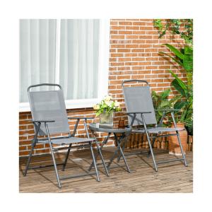 China Portable Foldable Chair Balcony Furniture Bistro Set Garden Chair AJUNION Metal Outdoor factory